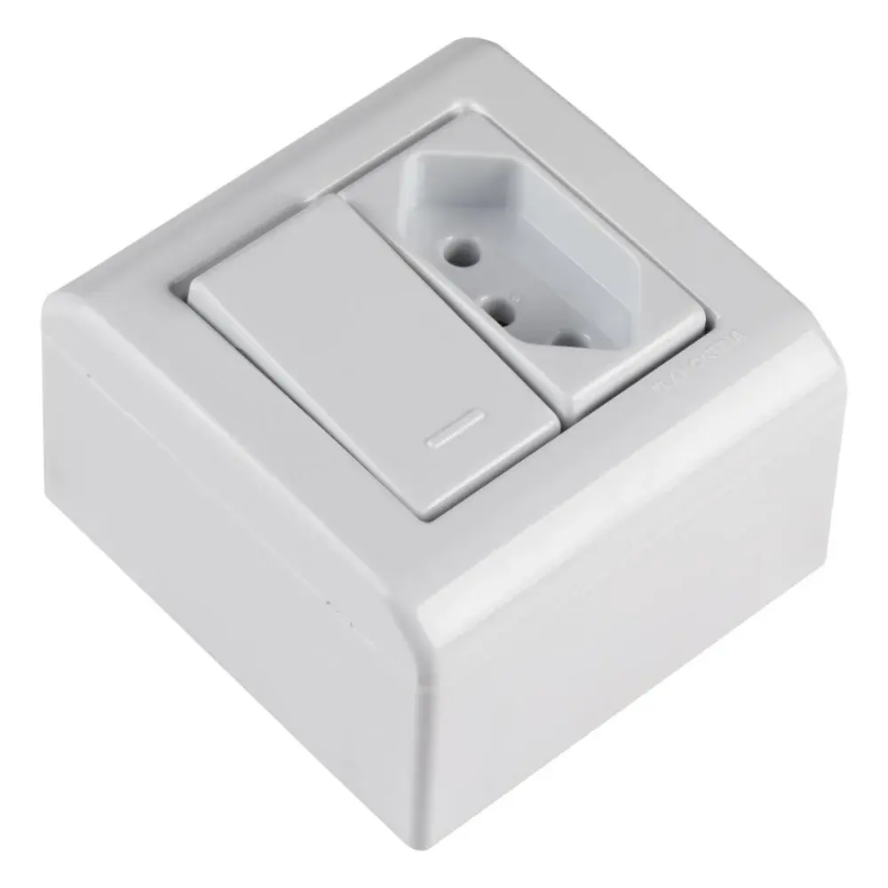 Caixa de sobrepor 1 interruptor 10A 250V 1 tomada 2P+T Tramontina