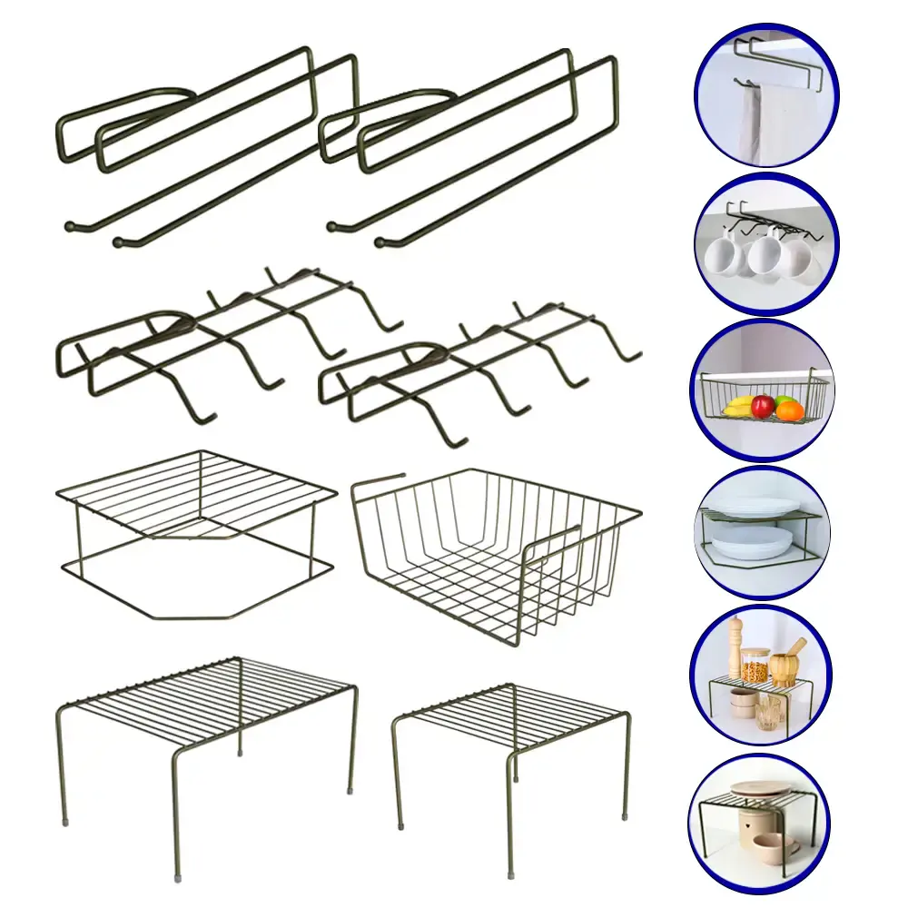 Kit Organizador Armário com 08 Peças Viena verde Oliva BEL BEL FIX