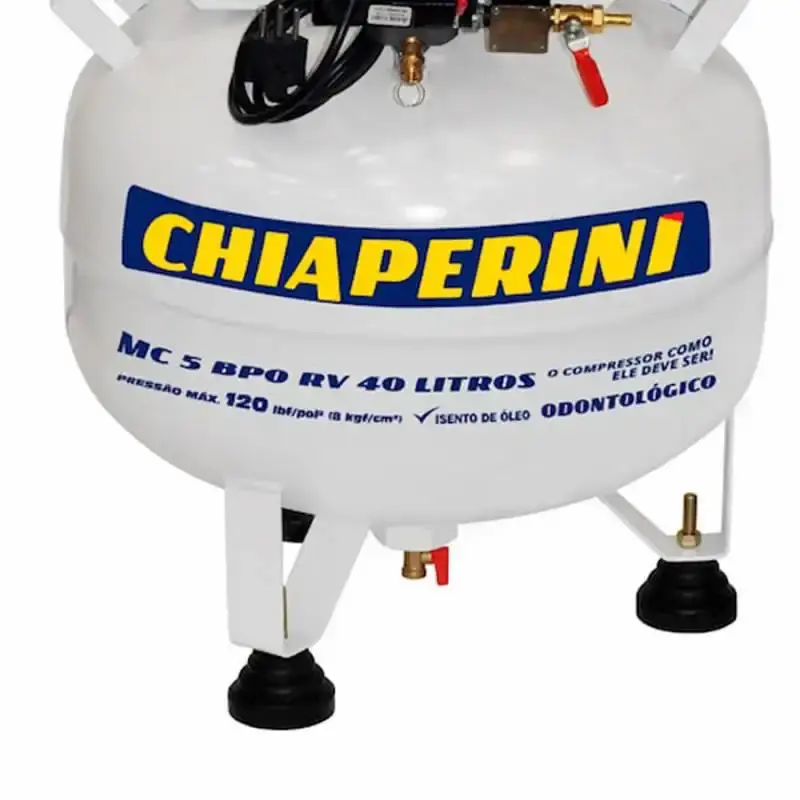 Compressor odontológico 5,2 pés 40 litros sem óleo MC 5 BPO RV Chiaperini 110 V — fotografia 3