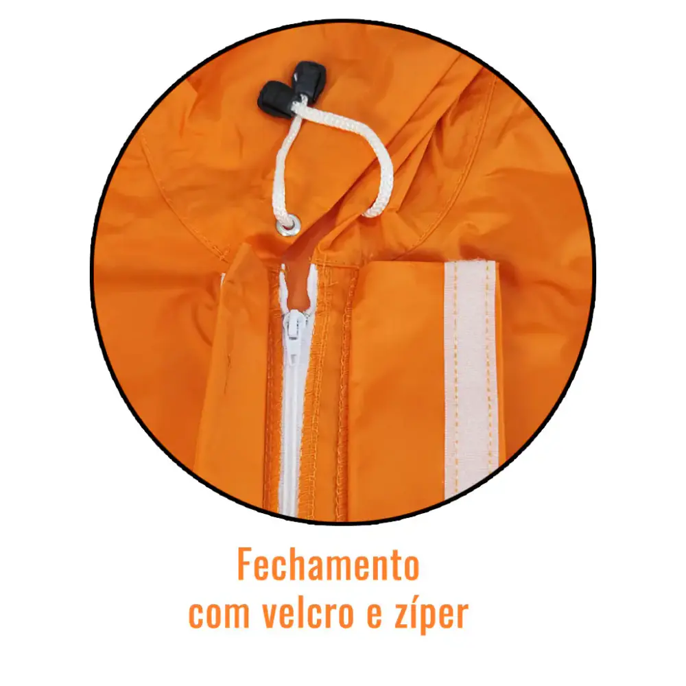 Conjunto impermeável laranja refletivo alta visibilidade Evald XG — fotografia 5