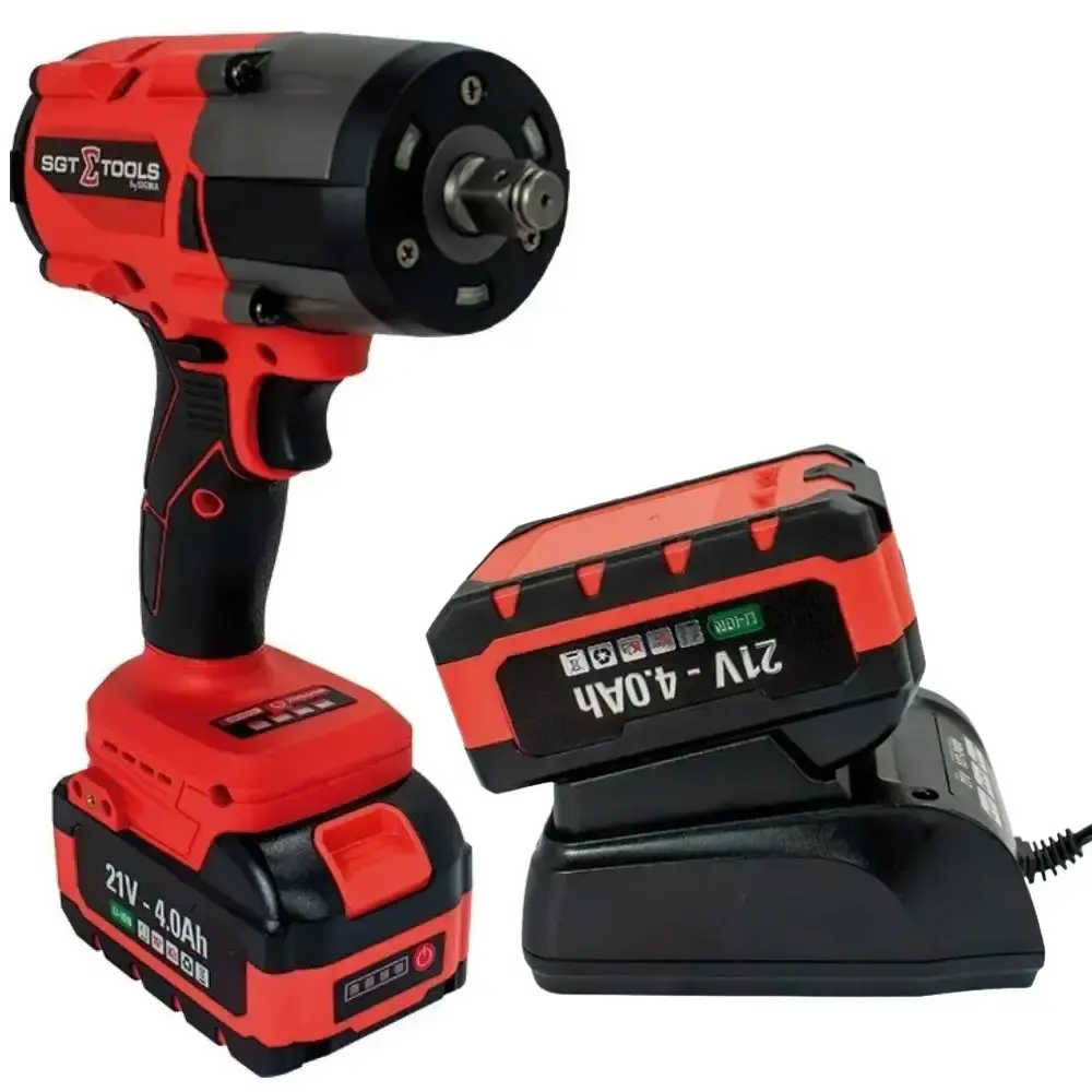 Chave impacto 1/2 POL 2 baterias 21V 820NM Sigma e kit soquetes 15 pçs evald — fotografia 5