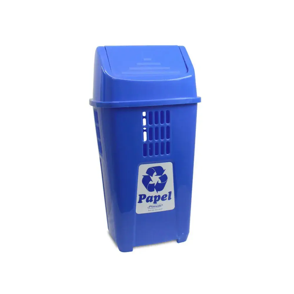 Lixeira basculante 50L azul Plasvale