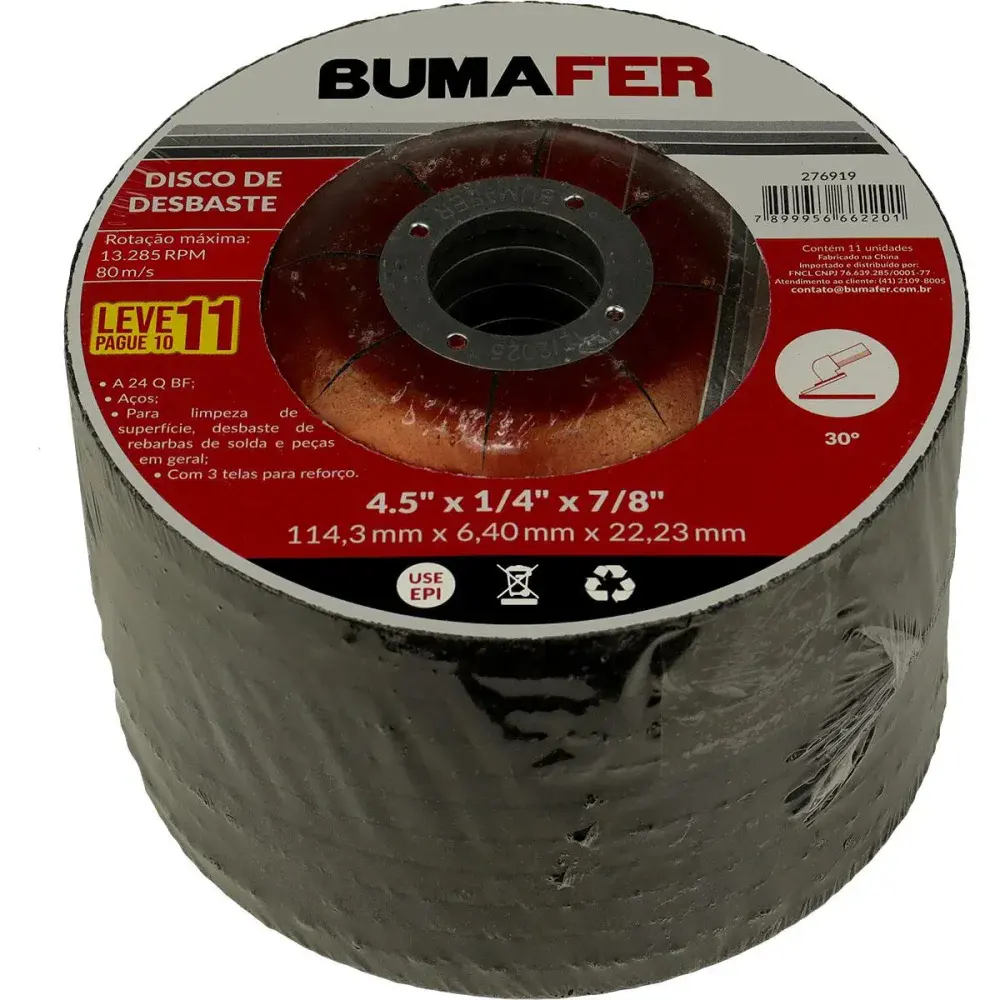 Disco de desbaste 4.5 x 6,40MM 11 peç Bumafer — fotografia 6