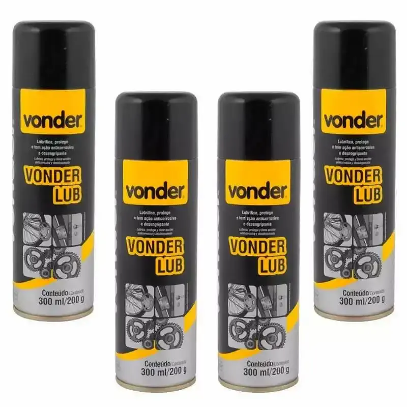 Desengripante lubrificante spray 300 ML 200 GR kit com 4 peças Vonder — fotografia de referência