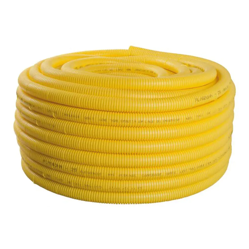 Eletroduto corrugado em pvc amarelo 32MM 25M Liege — fotografia de referência