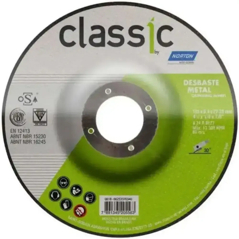 Disco de Desbaste Metal 4.1/2 Polegadas x 6.4 MM Furo 7/8 Polegadas Classic NORTON