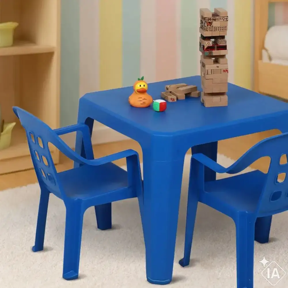 Mesa Play Infantil 61 x 46cm Azul com 4 Cadeiras de Plástico Infantil Azul BEL — fotografia 5