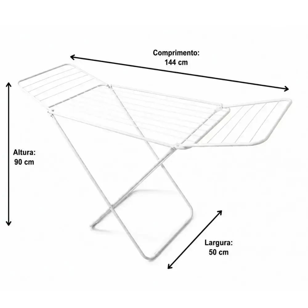 Varal de chão reforçado com abas dobrável retrátil slim 144X50CM casa LYS — fotografia 7