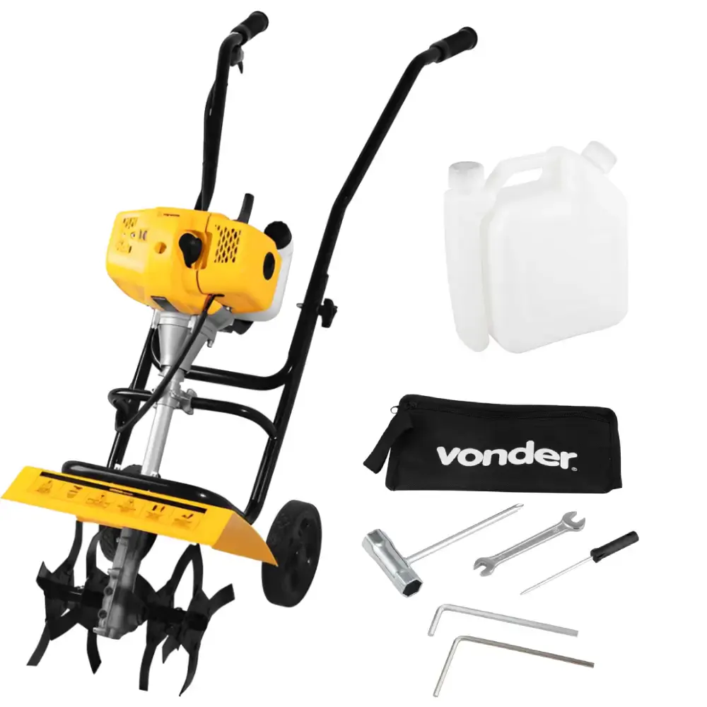 Motocultivador gasolina 1,9 HP 2T 52 CC rodas e enxadas MCV 190 Vonder