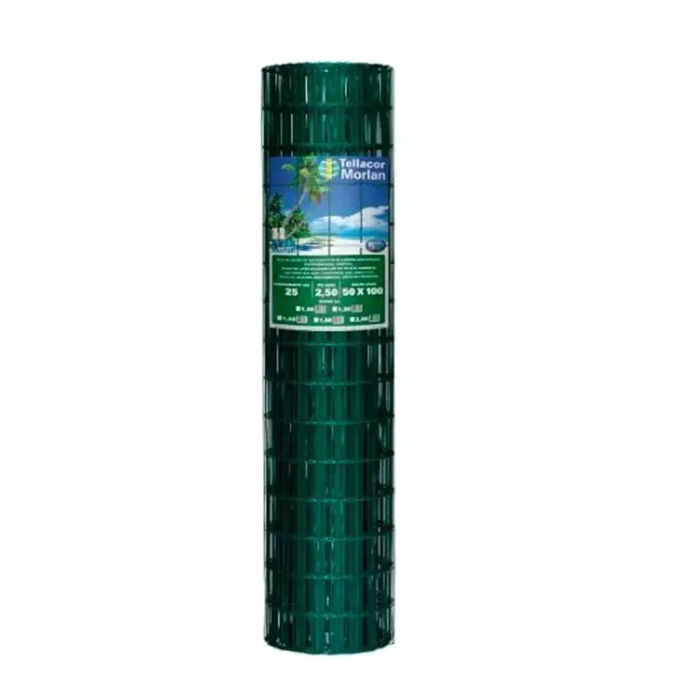 Tela soldada 25M 5X10 fio 2,50X1,20 verde Morlan