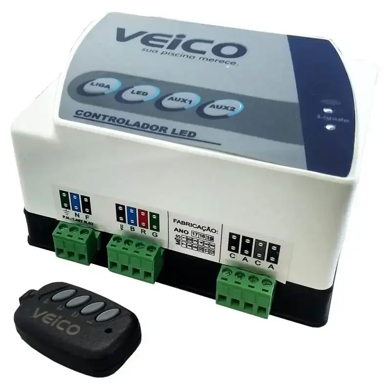 Painel controlador LED 6 24W com 2 saídas auxiliares para refletores de piscina veico Fluidra