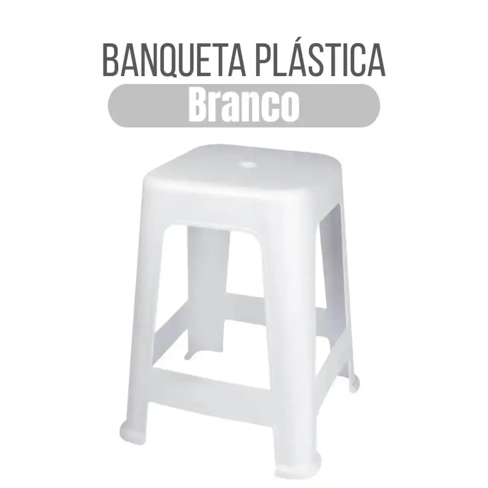 Banqueta Plástica 41 x 36 cm Várias Cores MOR Branco — fotografia 2