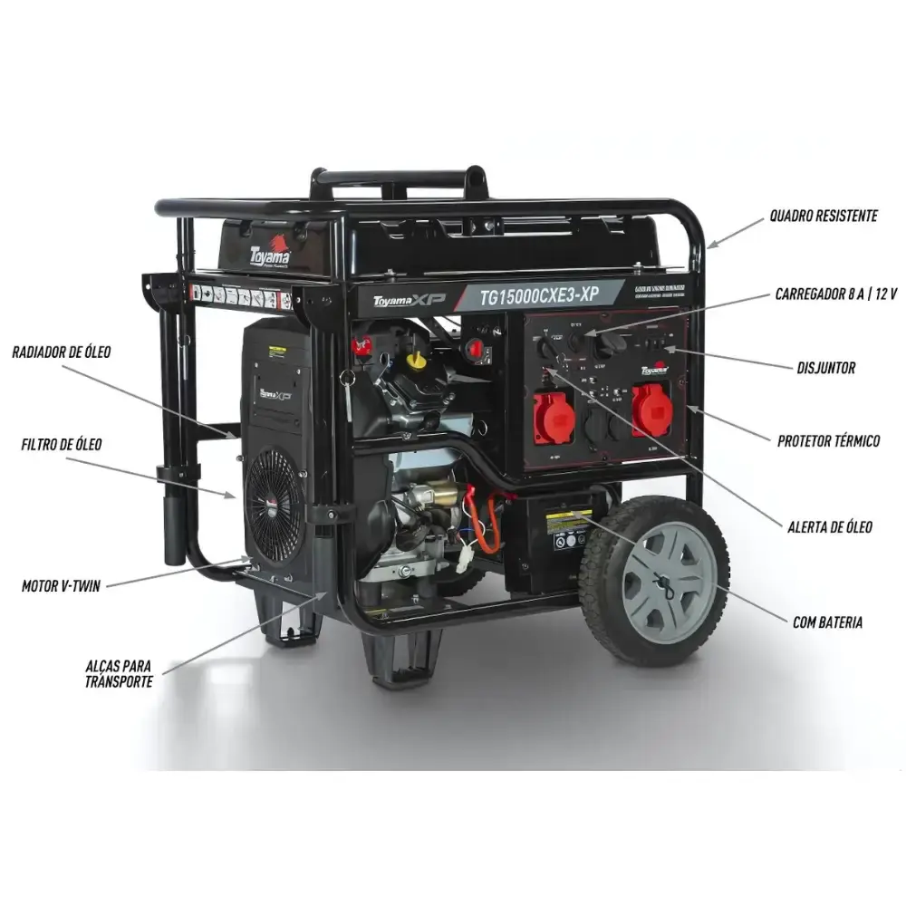 Gerador energia gasolina 17KVA trifásico AVR 380V TG150000CXE3-XP Toyama — fotografia 8