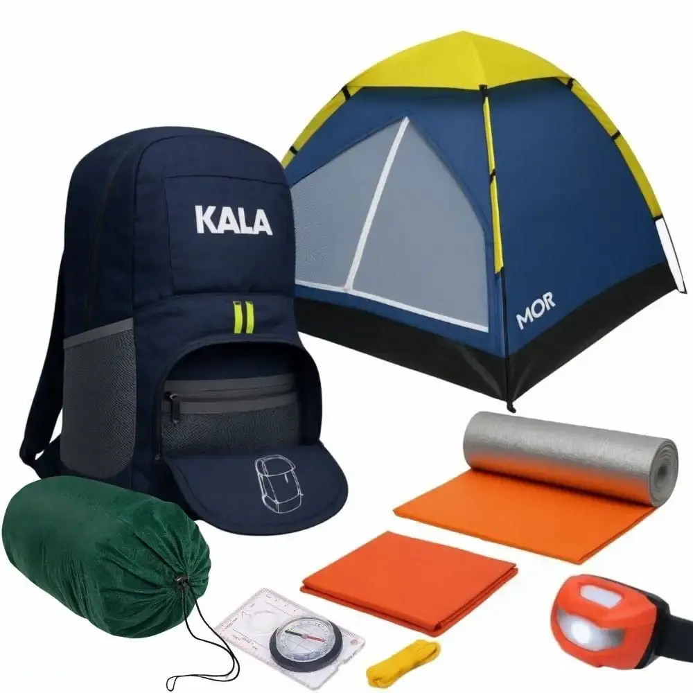 Kit mochila completo legendários para acampamento Kala — fotografia de referência