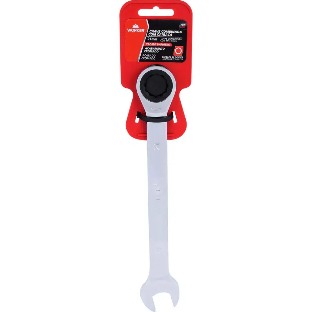 Chave combinada com catraca cromo vanádio 21MM Worker — fotografia 6