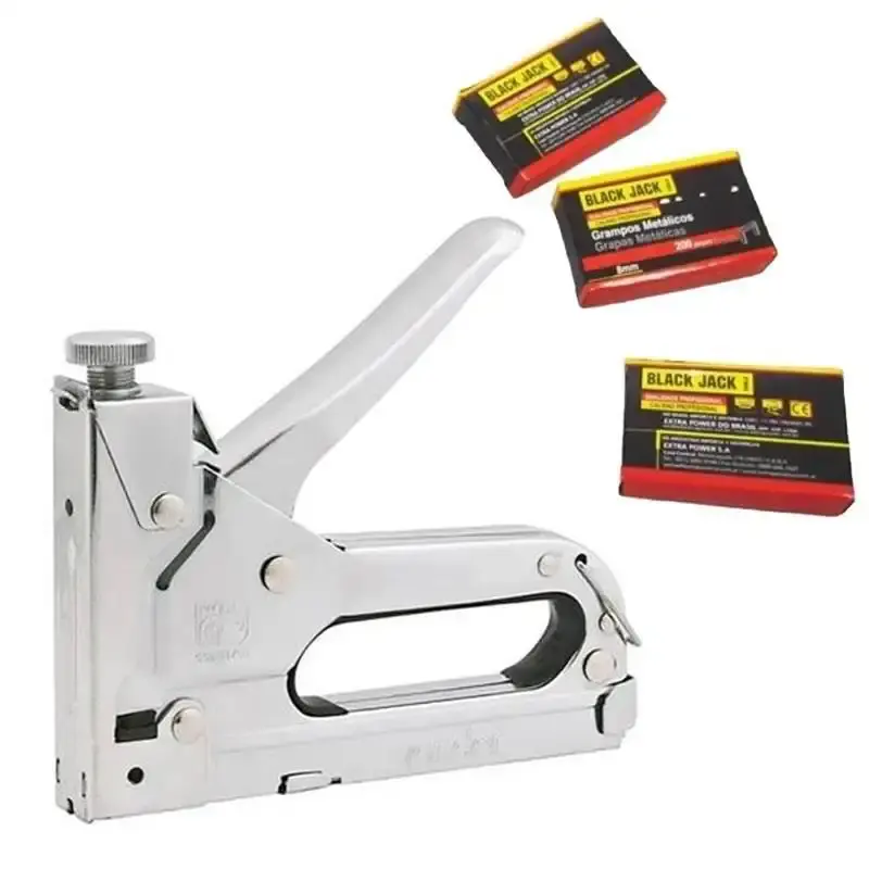 Grampeador e Pinador Manual Profissional de 4 á 14 MM c/ Grampos + Maleta BLACK JACK — fotografia de referência