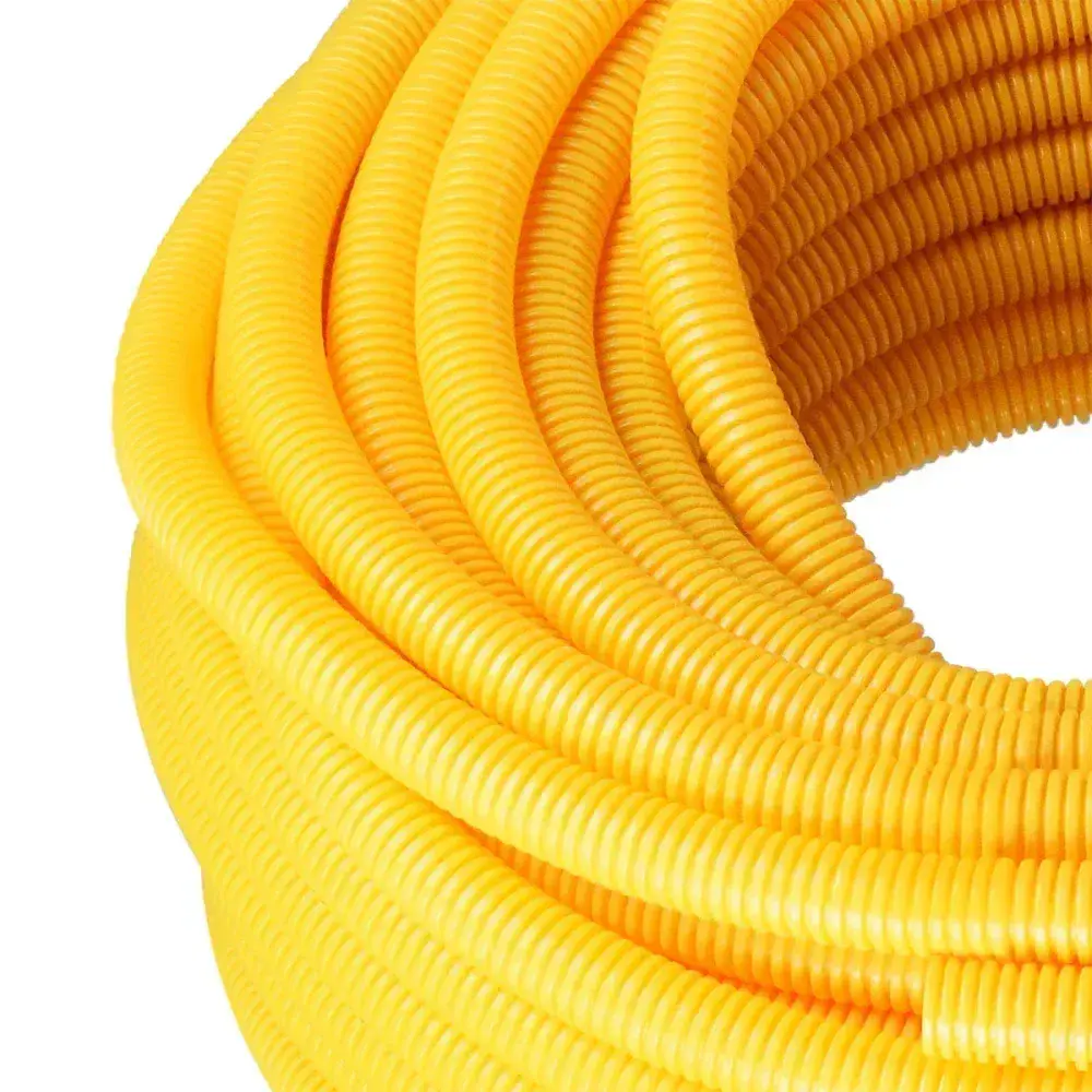 Eletroduto corrugado em pvc amarelo 25MMX50M Liege — fotografia 2