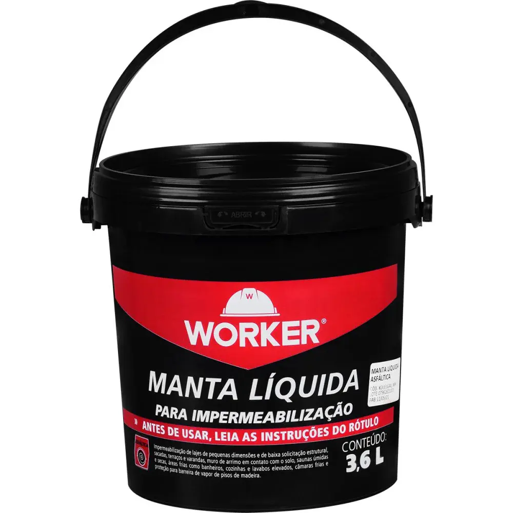 Impermeabilizante manta líquida asfáltica preta 3,6L Worker