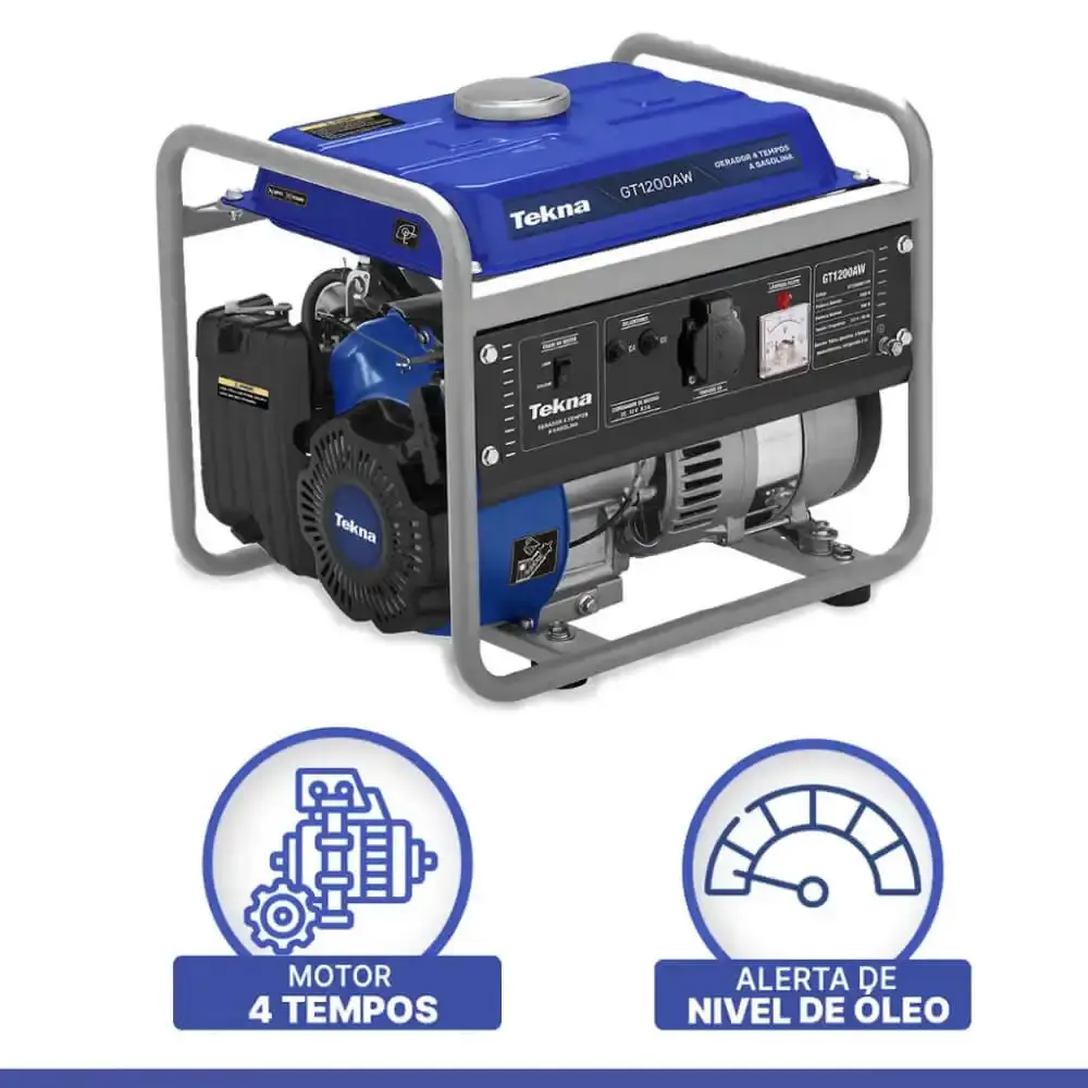 Gerador de Energia á Gasolina 1,2 KVA 4 Tempos GT1200 Monofásico TEKNA 110 V — fotografia 9