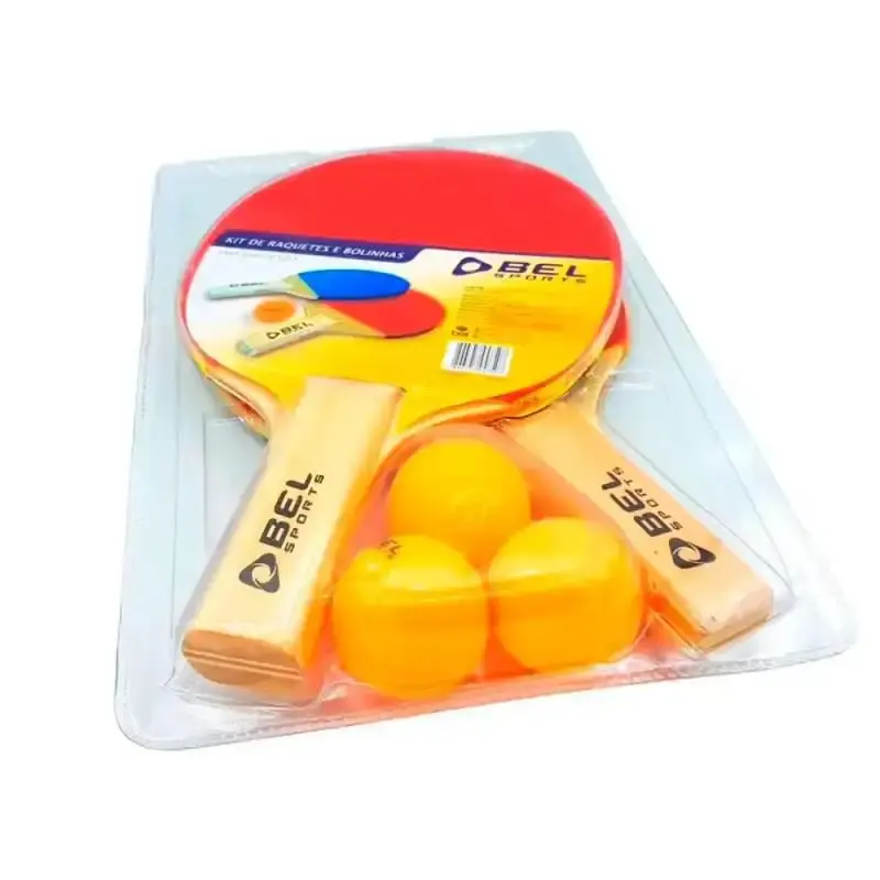 Kit raquete ping pong tenis de mesa com 3 bolinhas 485000 BEL — fotografia 3