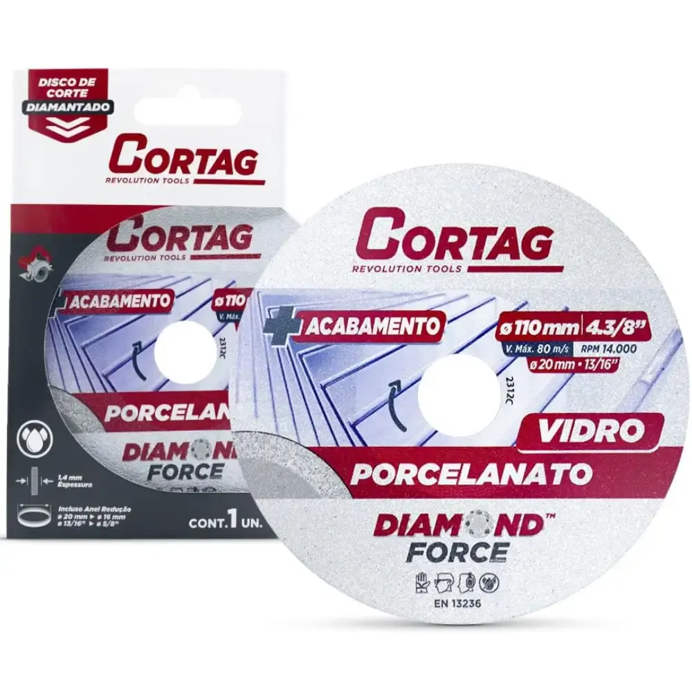 Disco diamantado 4,3/8 POL furo 20 MM para porcelanato e vidro Cortag — fotografia 3