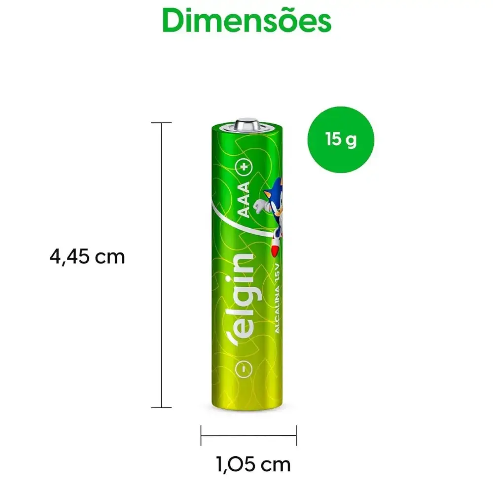 Pilha alcalina tipo palito 1,5V AAA 2 peças Elgin — fotografia 6