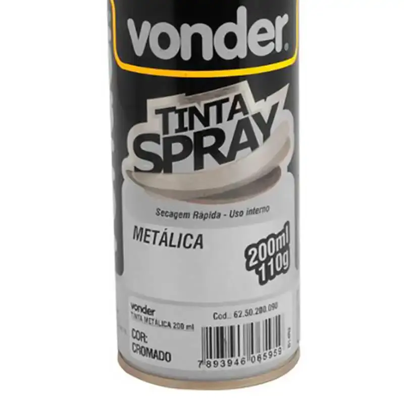 Tinta em spray 110 GR 200 ML metálico cromado Vonder — fotografia 3