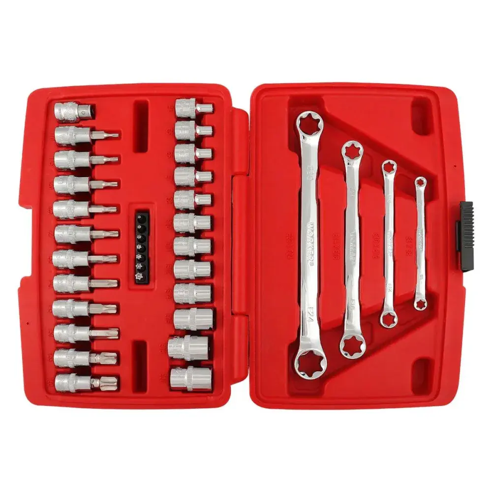Jogo de soquetes, chaves e bits e-torx - 35 peç Worker — fotografia 8