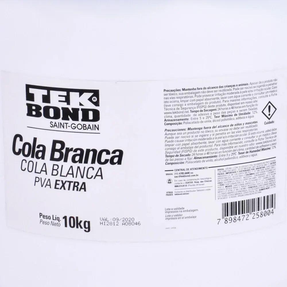 Cola branca pva extra 10KG Tekbond — fotografia 5