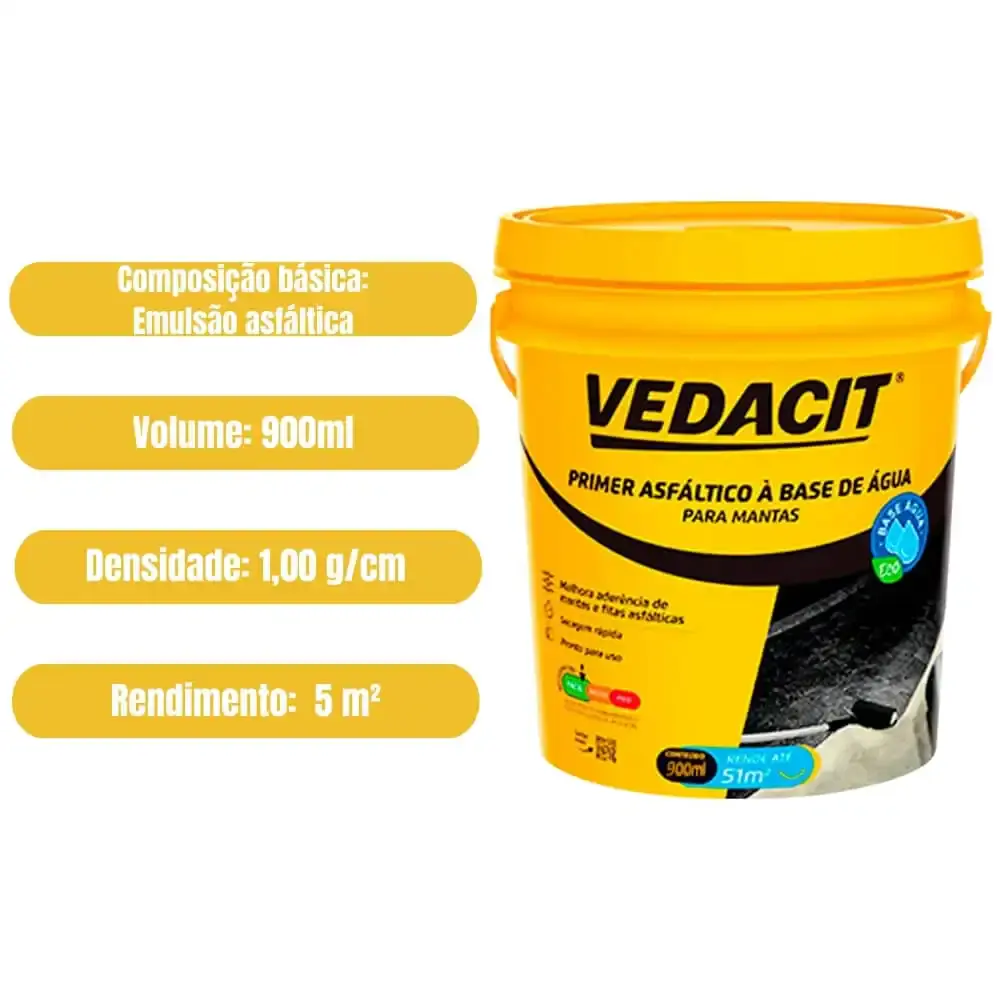 Primer para manta asfáltica base agua vedacit 900ML 121908 otto — fotografia 4