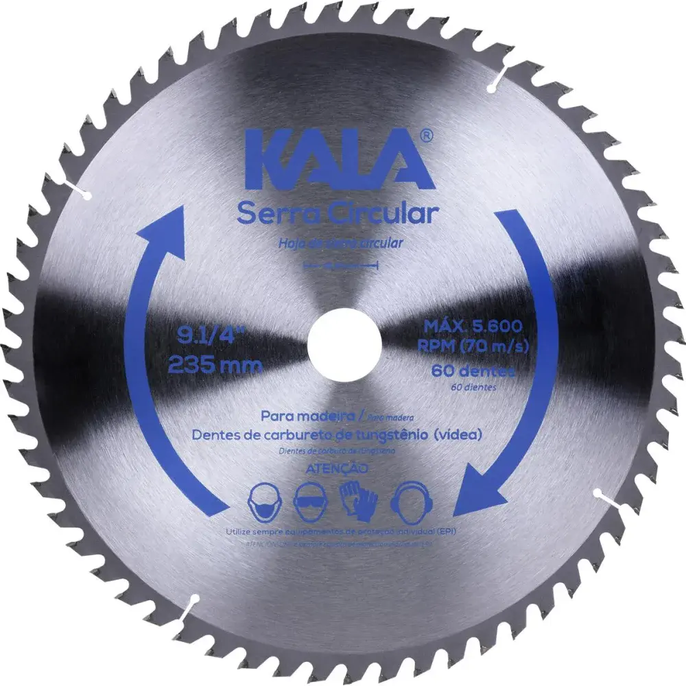 Disco serra circular 9.1/4 para madeira 60 dentes 5600RPM Kala — fotografia de referência