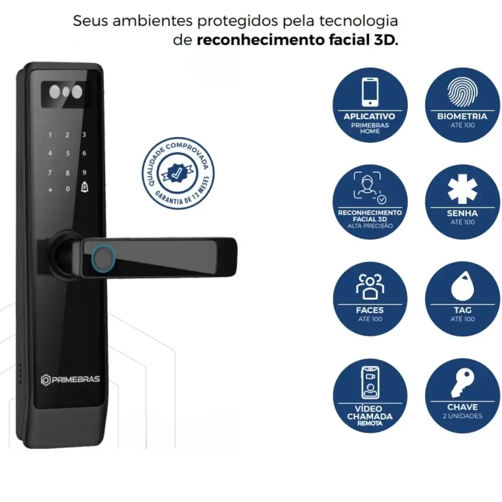 Fechadura digital inteligente wifi facial/biometria frankfurt Primebras — fotografia 5