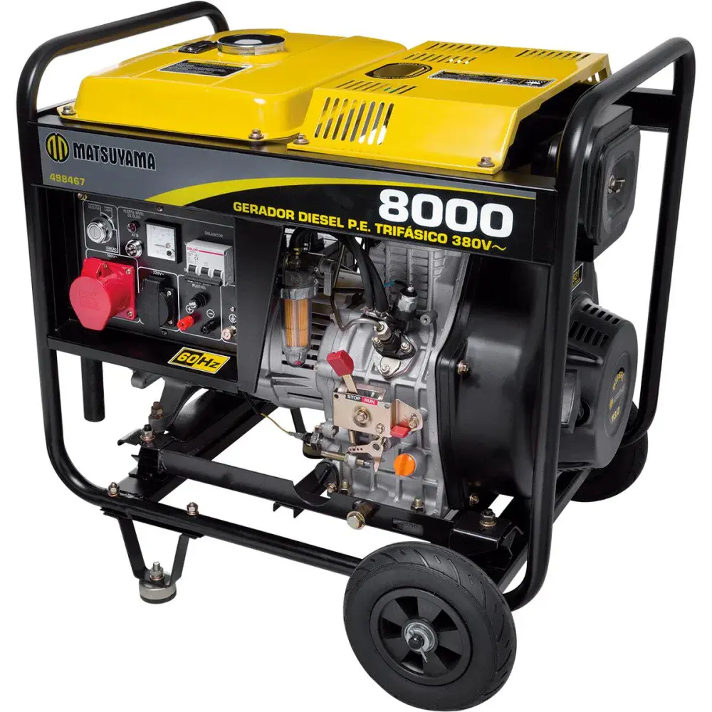 Gerador a diesel elétrica 8000 6,2KVA 12V 60HZ trifásico Matsuyama
