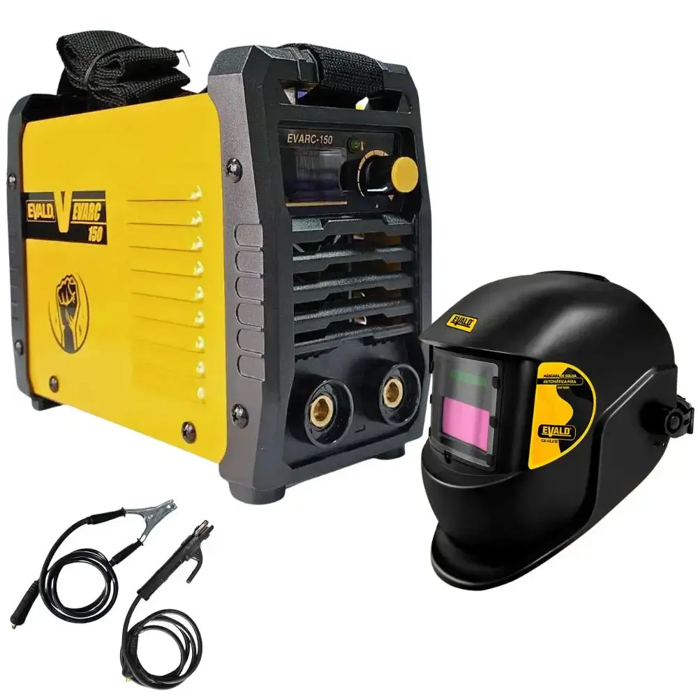 Máquina solda inversora mma/tig 120A 220V EVARC-150 com máscara automática EVF1020 Evald — fotografia de referência