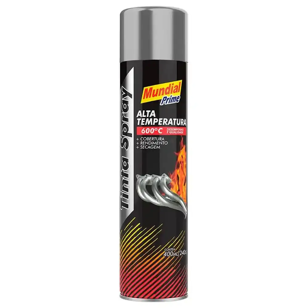 Tinta spray 400ML alta temperatura alumínio AE01000098 mundial prime — fotografia 5