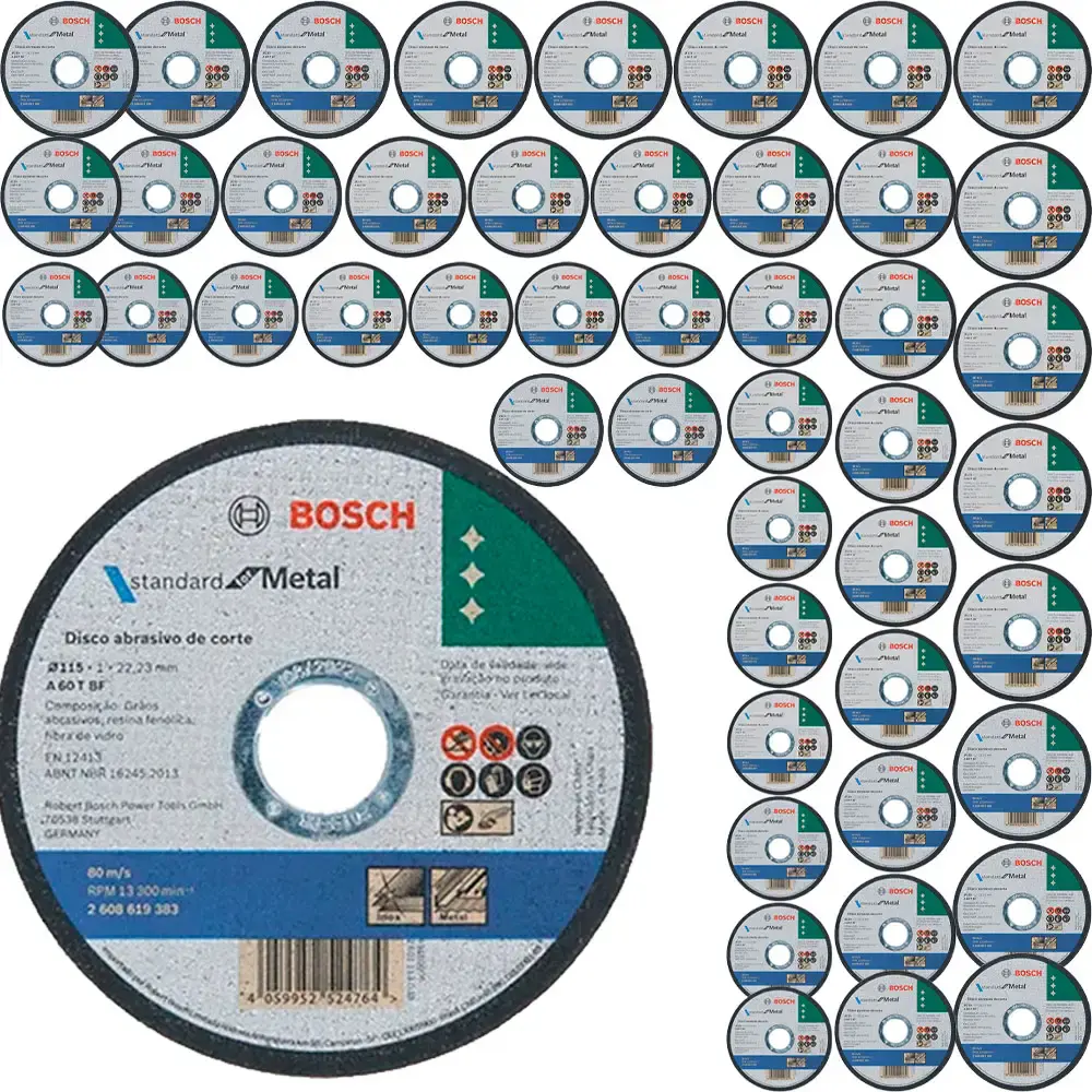 Disco de corte 115 MM x 1,0 MM standard for metal kit 50 peças Bosch — fotografia de referência