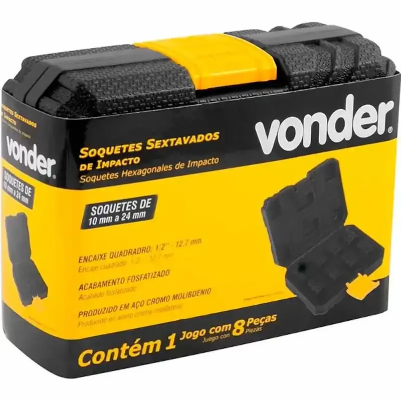 Jogo de soquete encaixe 1/2 pol 10 a 24MM com 8 peças 3061008012 Vonder — fotografia 4