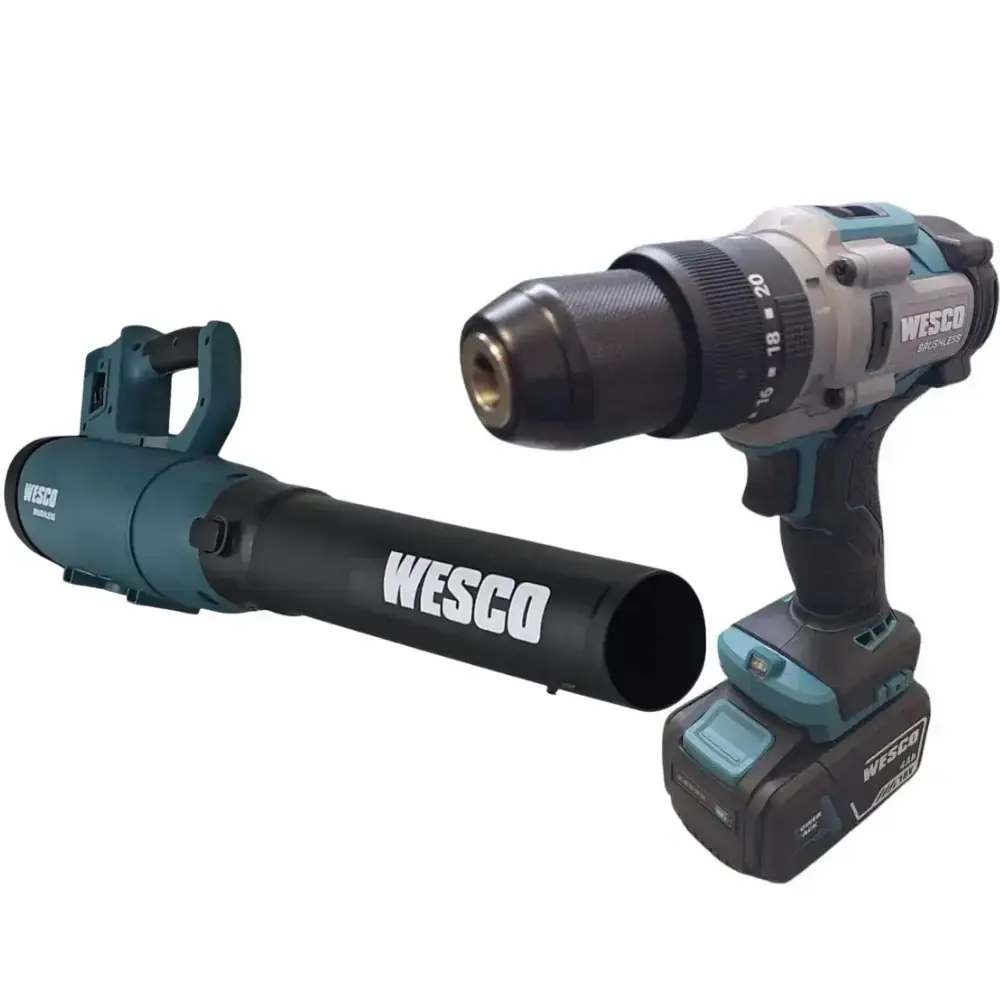 Parafusadeira de impacto 18V 1/2POL e soprador de folhas 25CC com 2 baterias Wesco