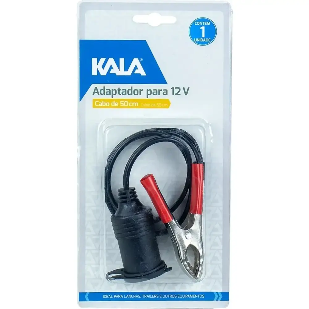 Adaptador garra para carga de bateria automóvel 12V 50CM Kala — fotografia 7