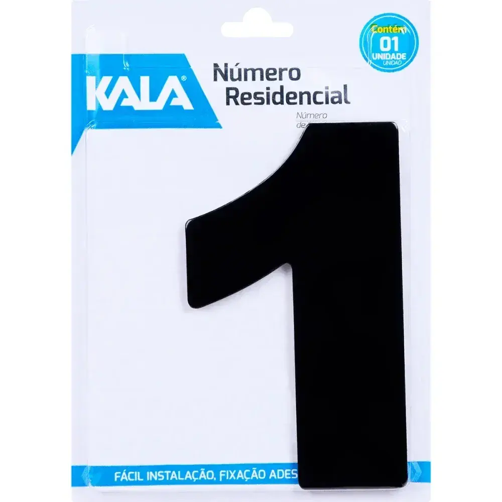 Número residencial N°1 preto 18,5CM Kala — fotografia 3