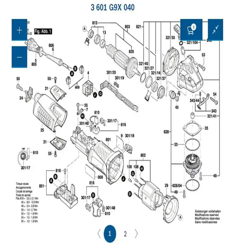 Flange do mancal para esmerilhadeira GWS 15-125 inox 1607000D64 Bosch — fotografia 4