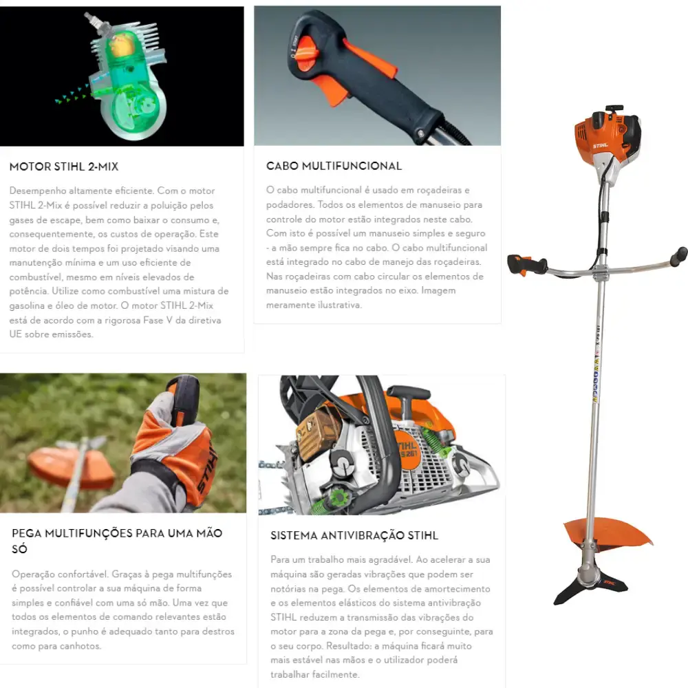 Roçadeira combustão a gasolina 2,0 CV 37,7 CC lâmina 3 facas FS 161-L Stihl — fotografia 6