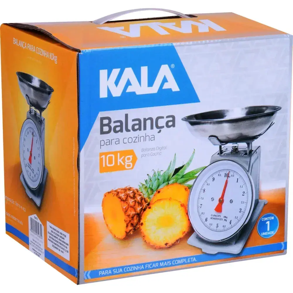 Balança para cozinha mecânica cromada 10KG Kala — fotografia 10