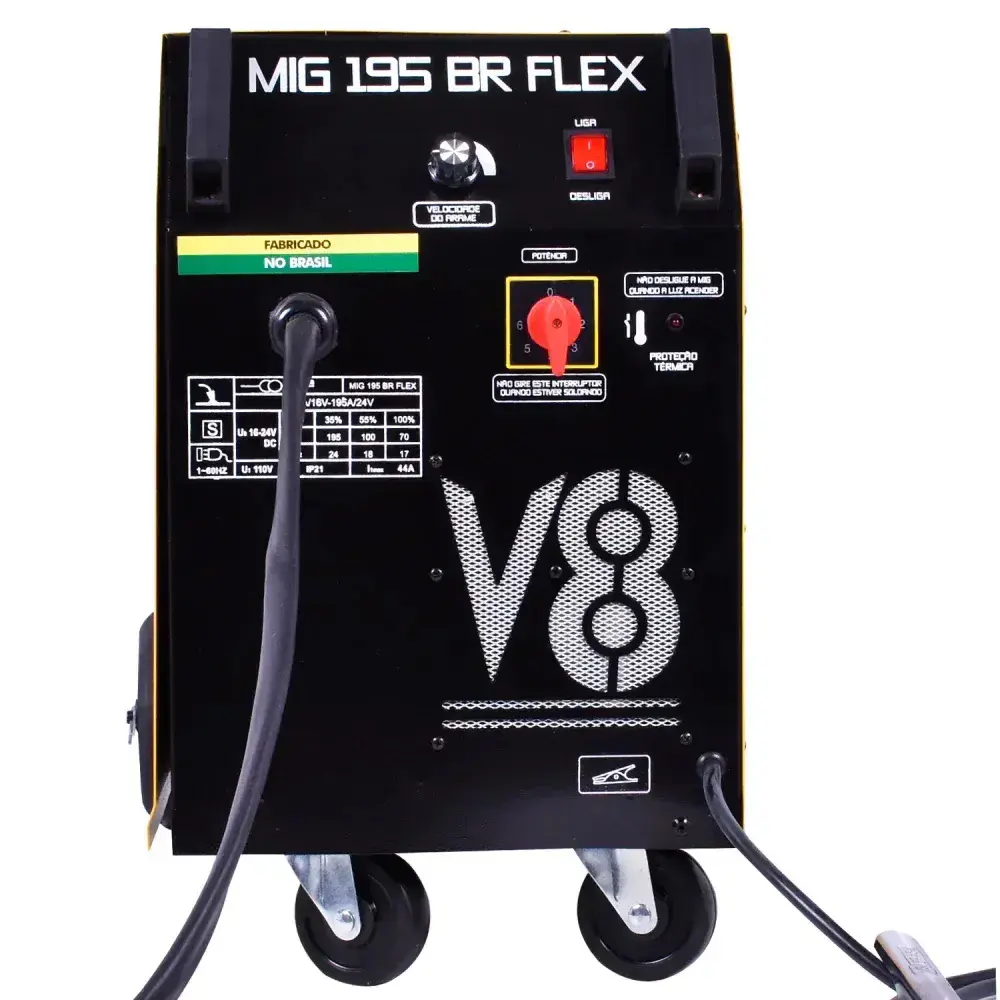 Máquina de solda mig flex 195A com tocha 6,2KVA 0,8MM 220V V8 brasil — fotografia 9