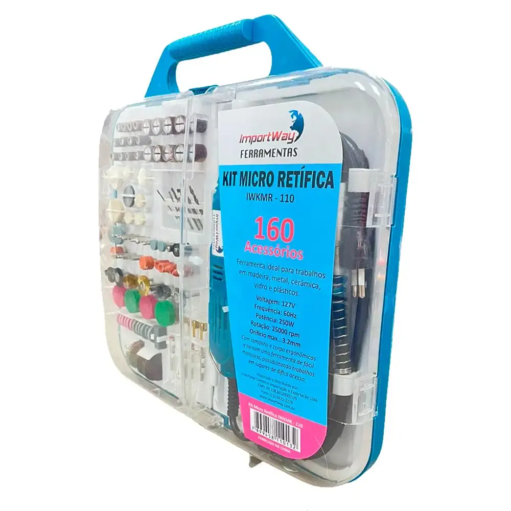 Micro retifica com maleta e kit 160 peças iwkmr ImportWay 110 V — fotografia 4