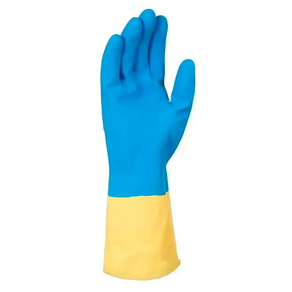 Kit 5 unidades luva de borracha latex para solvente bicolor banho de neopreme GG 260 MM delta plus — fotografia 3
