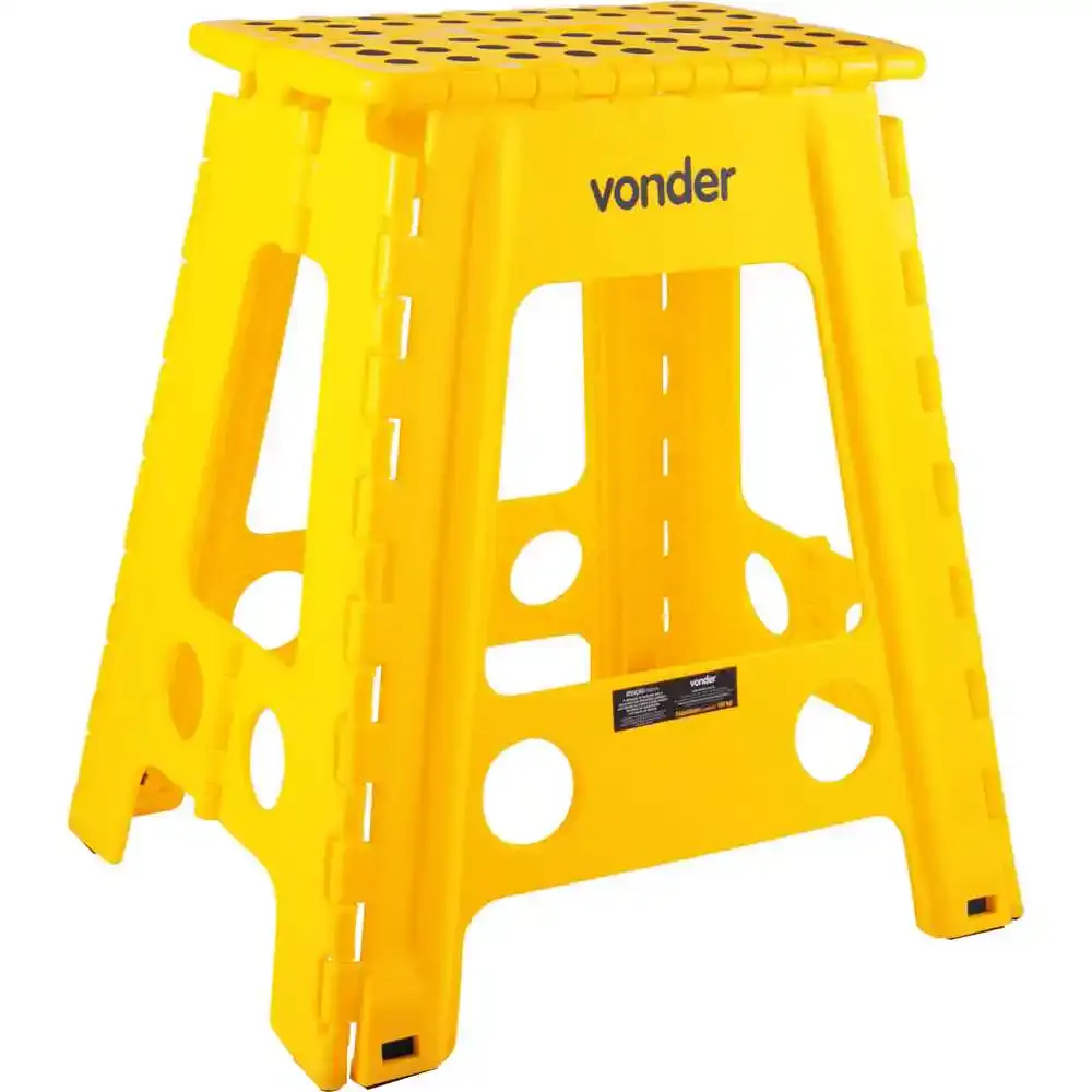 Banqueta plástica dobrável amarela 45CM Vonder — fotografia 3