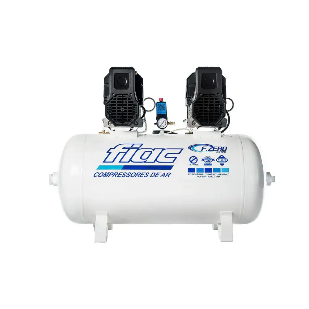 Compressor odontológico f-zero XS100 120 psi 220V dual head Fiac