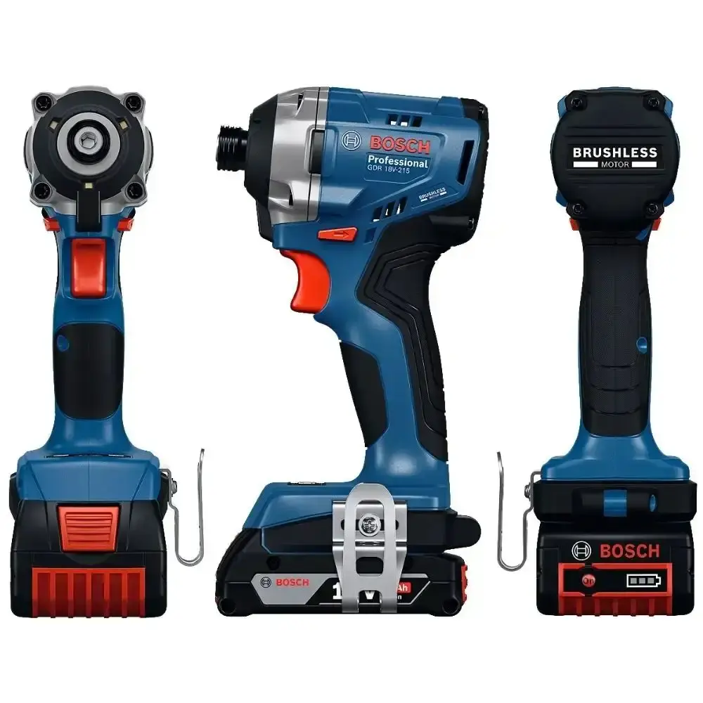 Chave impacto 18V 1/4 POL com 2 baterias 18V maleta Bosch e jogo soquetes 15 pçs evald — fotografia 4