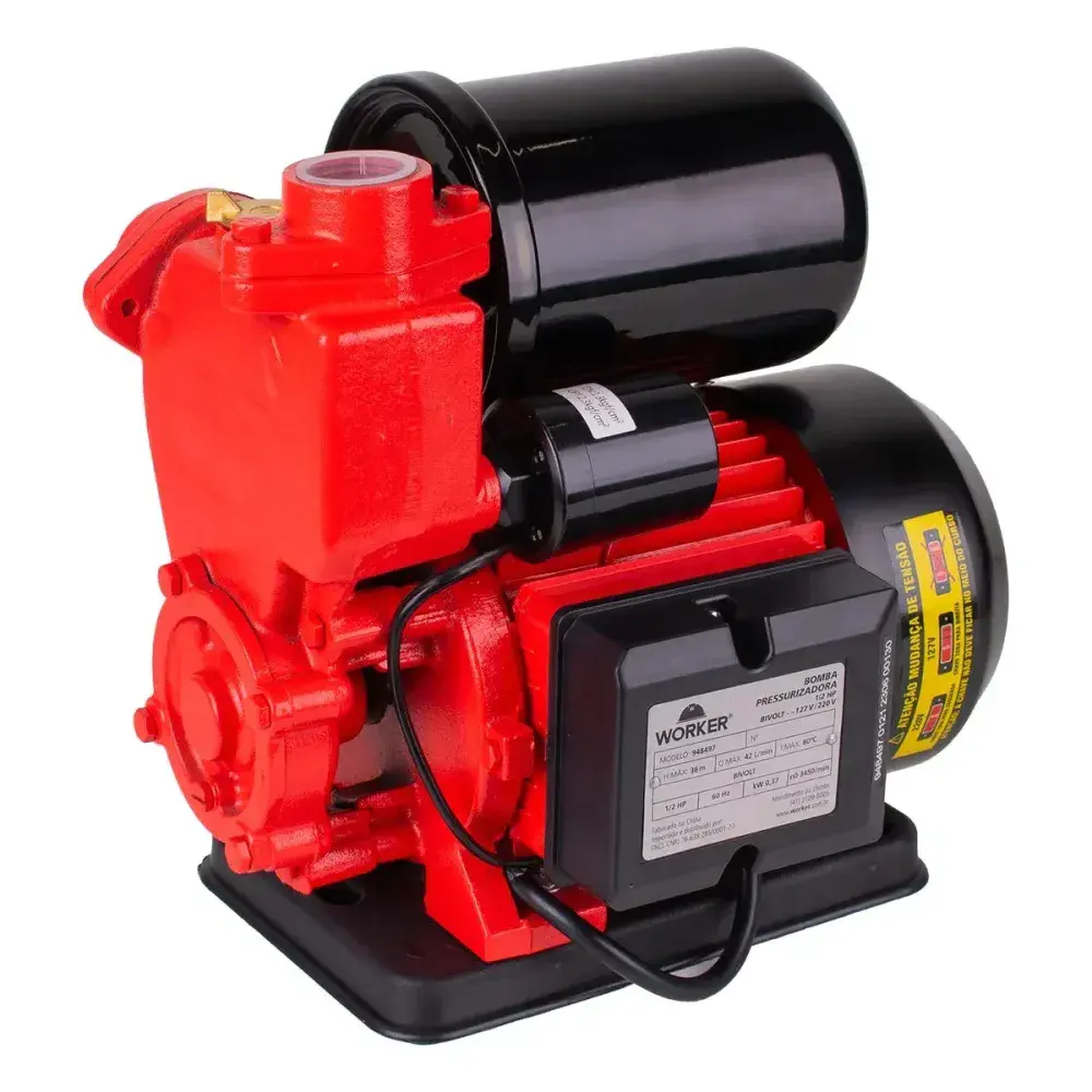 Bomba d'água pressurizadora 1/2HP 3450RPM bivolt Worker — fotografia 8